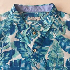 Tommy Bahama Big & Tall Coconut Point Jungle Grove IslandZone Shirt Blue 4XLB